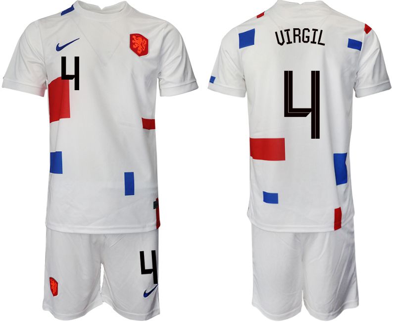 Men 2022 World Cup National Team Netherlands away white #4 Soccer Jersey